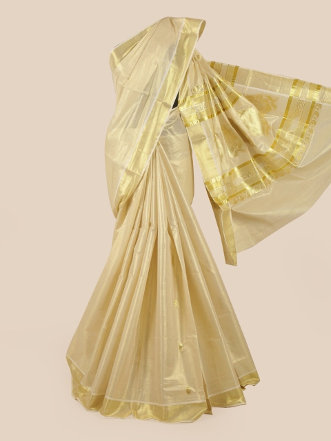 

Pothys Gold-Coloured Zari Pure Cotton Kasavu Saree