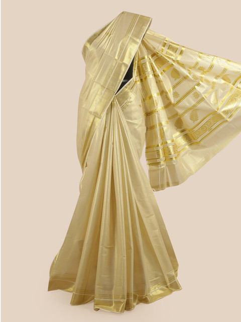 

Pothys Gold-Coloured Zari Pure Cotton Kasavu Saree