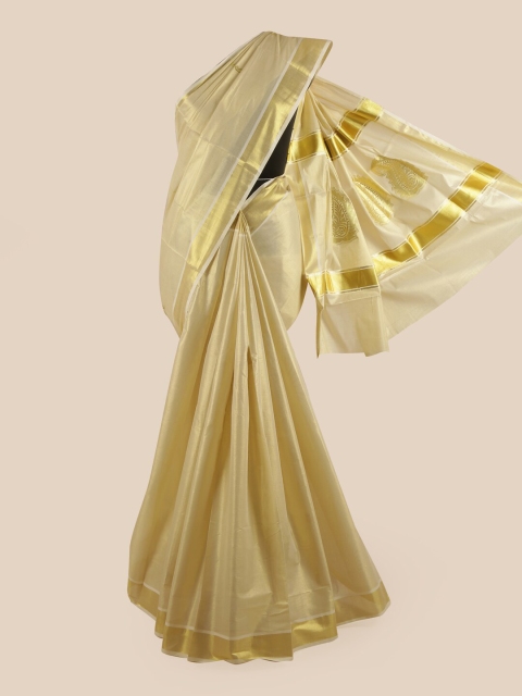 

Pothys Gold-Toned Zari Pure Cotton Kasavu Saree