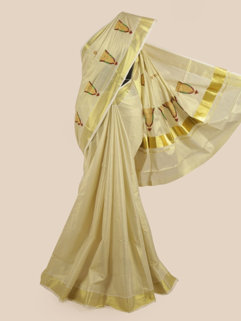 

Pothys Gold-Toned Zari Pure Cotton Kasavu Saree