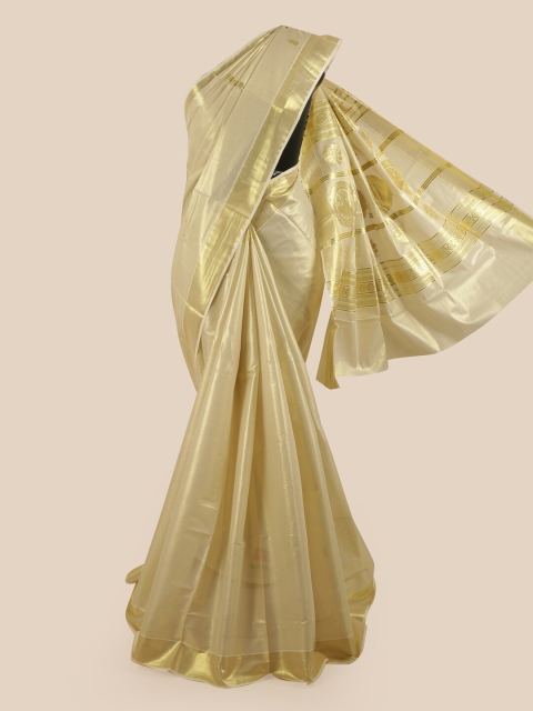

Pothys Gold-Coloured Zari Pure Cotton Kasavu Saree