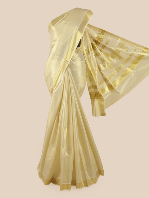 

Pothys Gold Ethnic Motifs Zari Pure Cotton Kasavu Saree