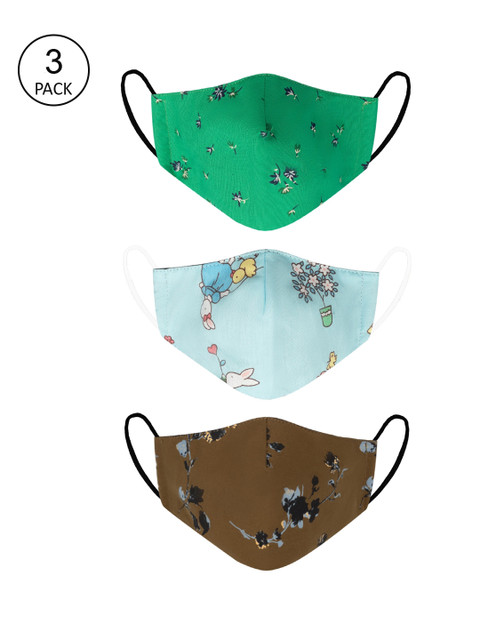 

VEA Kids Soft Cotton 5 Layered Filtration Set of 3 Face Masks, Turquoise blue