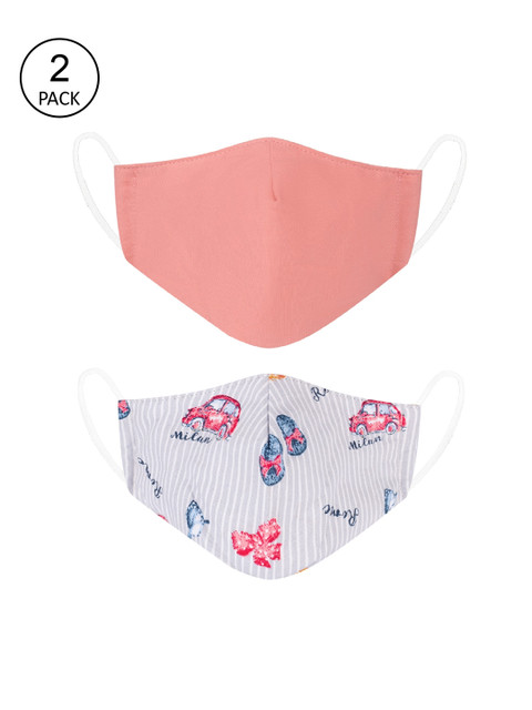 

VEA Kids Pink & Grey Soft Cotton 5 Layered Filtration Set of 2 Face Masks
