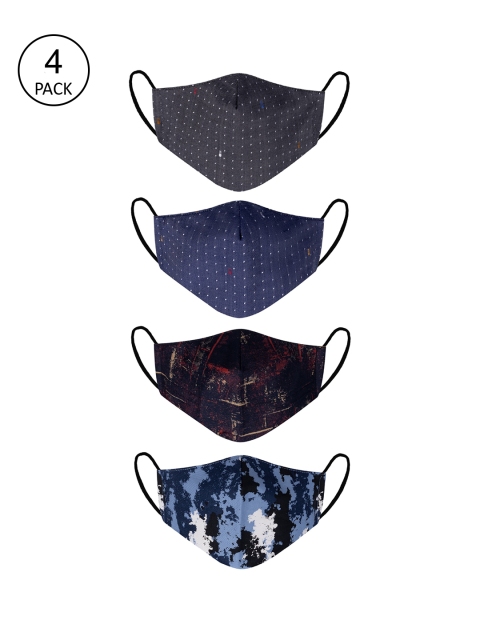 

VEA Pack of 4 Black & Blue Soft Cotton 5 Layered Filtration Face Mask