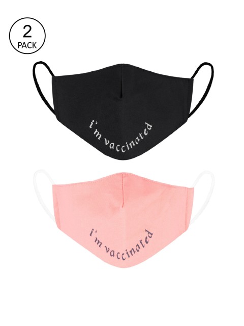 

VEA Pack of 2 Black & Pink Soft Cotton 5 Layered Filtration Face Mask