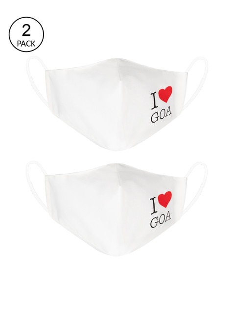 

VEA Pack of 2 White I Love Goa Cotton 5 Layered Filtration Face Mask