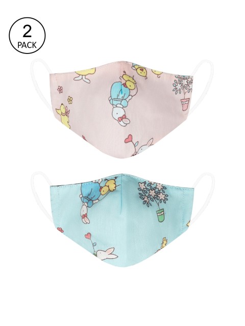 

VEA Kids Pack of 2 Blue & Pink Cotton 5 Layered Filtration Face Mask