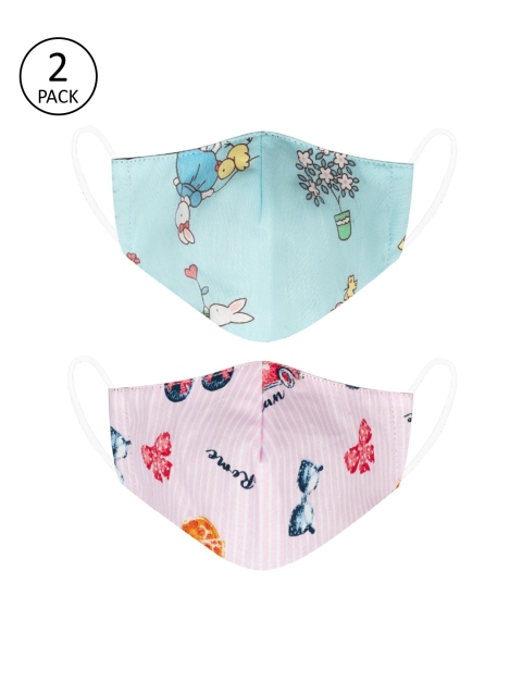 

VEA Kids Pack of 2 Blue & Pink Cotton 5 Layered Filtration Face Mask