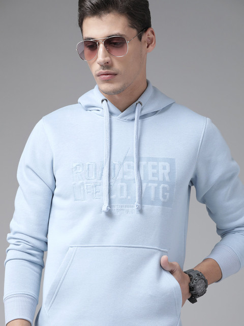 

Roadster Men Blue Brand Logo Hooded Sweatshirt