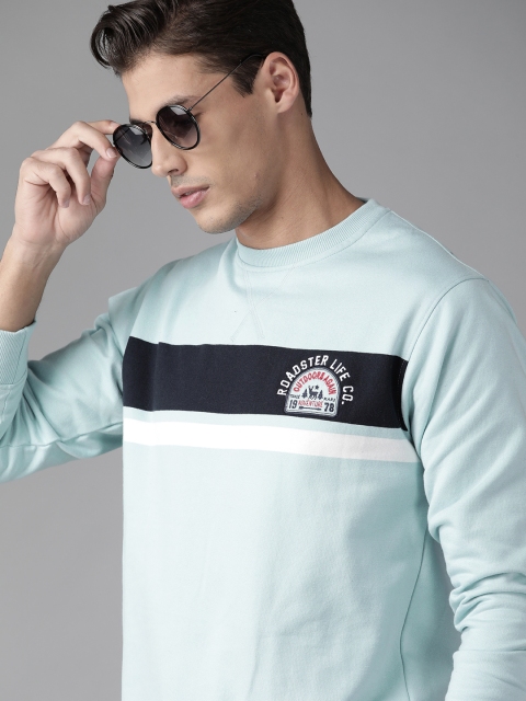 

Roadster Men Blue Striped Detail Sweatshirt