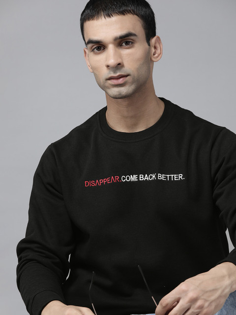 

Roadster Men Black Embroidered Detail Sweatshirt