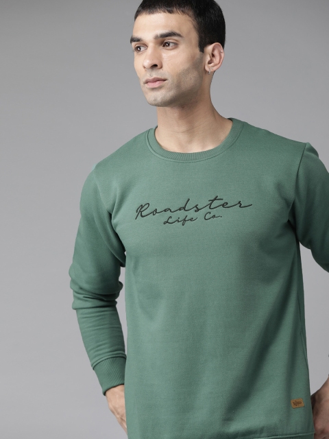 

Roadster Men Green Embroidered Sweatshirt