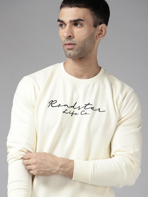 

Roadster Men Off-White & Black Brand logo Print Sweatshirt