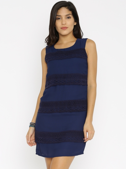 

Honey by Pantaloons Navy Blue Crochet A-Line Dress