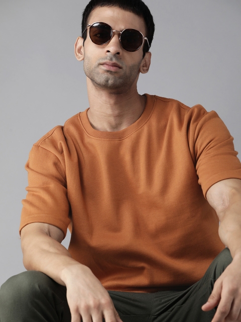 

Roadster Men Orange Hooded Sweatshirt