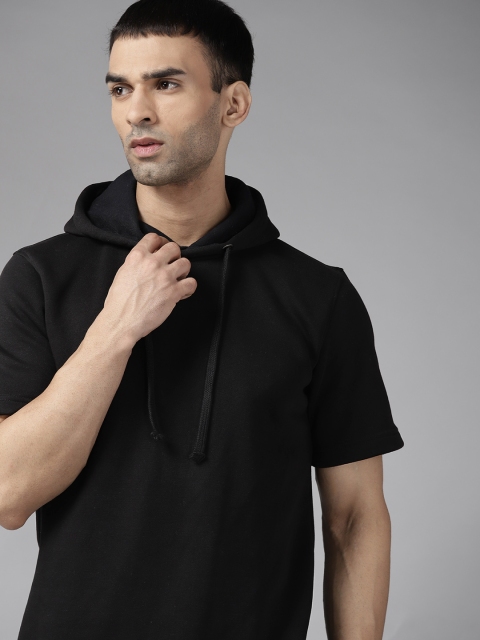 

Roadster Men Black Hooded Sweatshirt