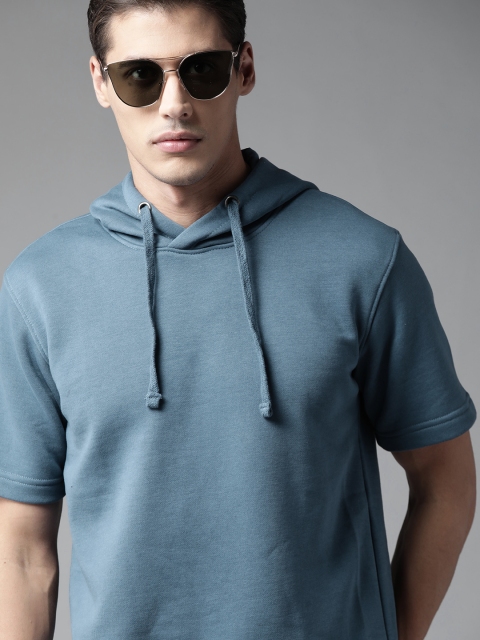 

Roadster Men Teal Blue Hooded Sweatshirt