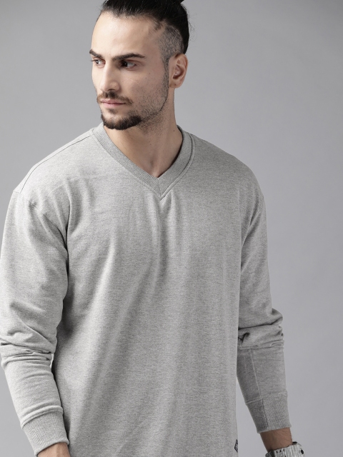 

Roadster Men Grey Melange Solid Sweatshirt