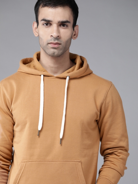 

Roadster Men Khaki Solid Hooded Sweatshirt