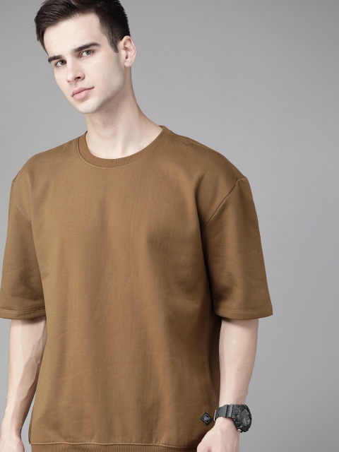 

Roadster Men Olive Brown Solid Sweatshirt