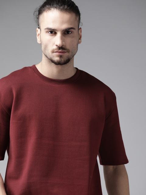 

Roadster Men Maroon Solid Sweatshirt