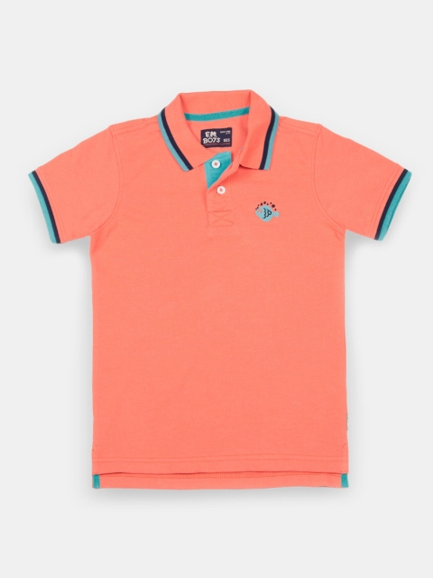 

Flying Machine Boys Orange Polo Collar Applique Slim Fit T-shirt