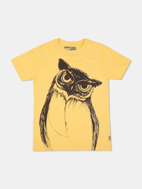 

Flying Machine Boys Yellow & Black Graphic Printed Slim Fit T-shirt