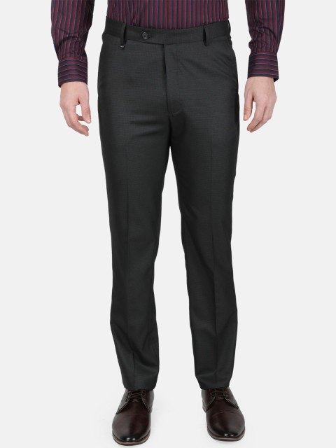 

Monte Carlo Men Grey Checked Slim Fit Formal Trousers