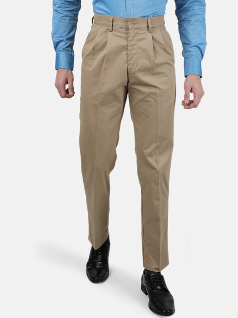 

Monte Carlo Men Khaki Pleated Chinos Trousers