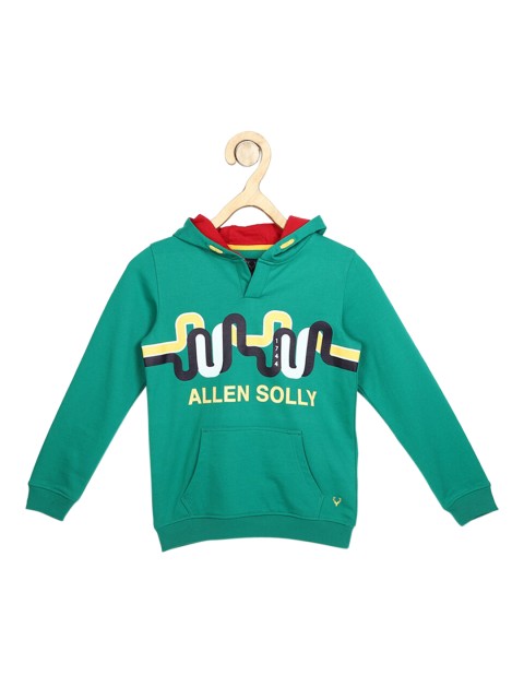 

Allen Solly Junior Boys Green Printed Hooded Sweatshirt