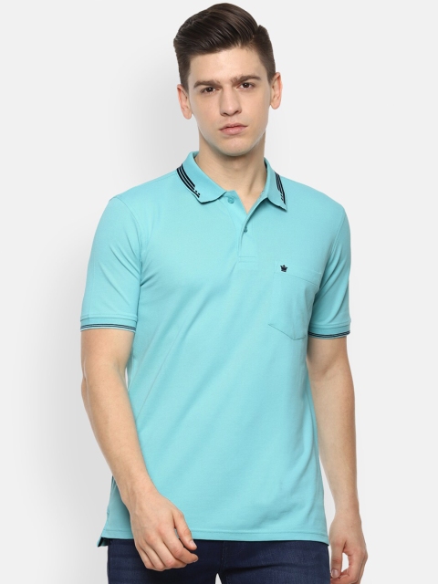 

Louis Philippe Men Blue Solid Polo Collar T-shirt
