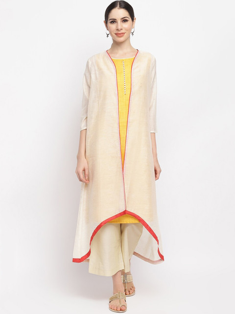 

IMARA Women Yellow High-Low Kurta