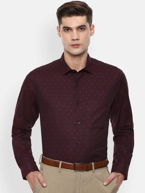 

Louis Philippe Men Maroon & Pink Printed Slim Fit Pure Cotton Formal Shirt