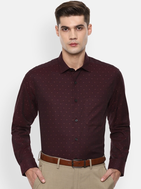 

Louis Philippe Men Maroon Slim Fit Printed Formal Shirt