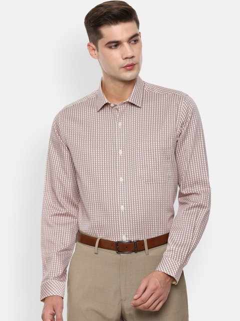 

Louis Philippe Men Beige Slim Fit Striped Casual Shirt