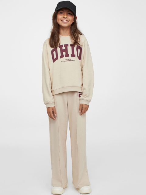 

H&M Girls Beige Straight-Legged Joggers
