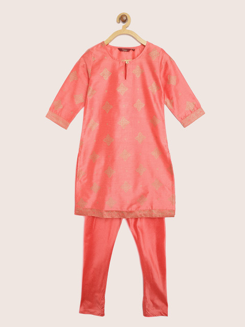 

Sangria Girls Coral Ethnic Motifs Printed Regular Kurta with Trousers