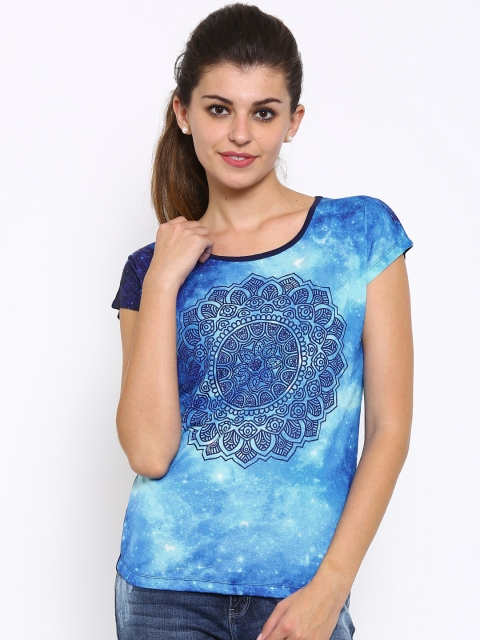 

Ajile by Pantaloons Women Blue Printed Top