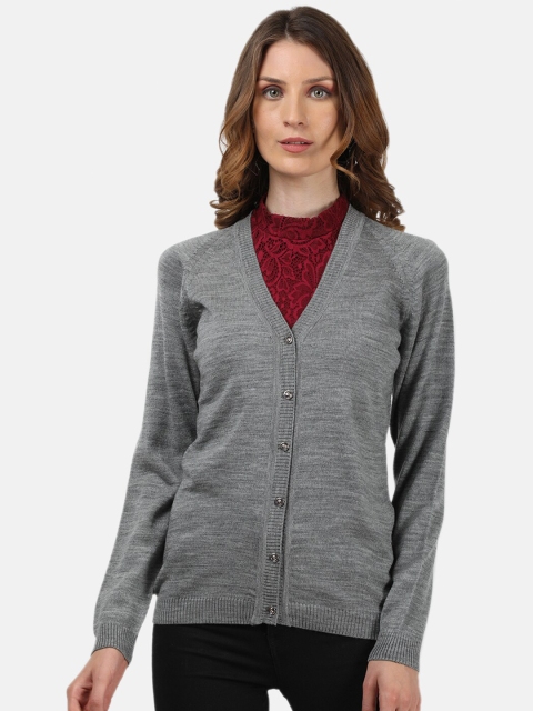 

Monte Carlo Women Grey Solid Full Sleeve Cardigan