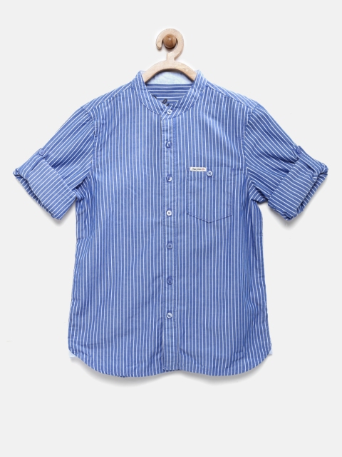 

Pepe Jeans Boys Blue Striped Semi Fit Casual Shirt