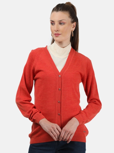 

Monte Carlo Women Orange Solid Full Sleeves Cardigan