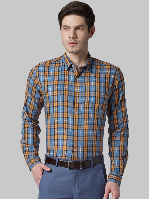 

Park Avenue Men Orange Slim Fit Checked Casual Shirt