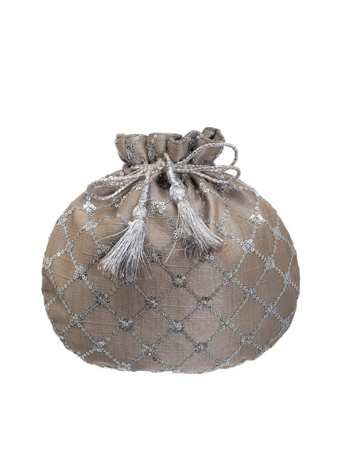 

INDYA Grey Embellished Potli Clutch