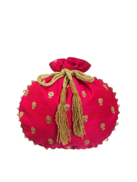 

INDYA Pink Sequin Zari Potli Clutch