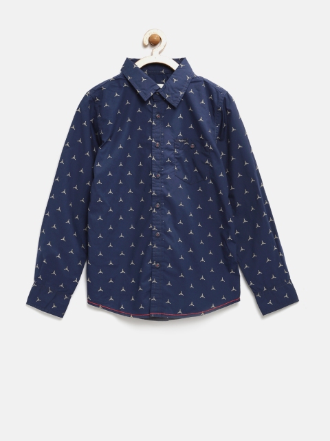 

Pepe Jeans Boys Navy Printed Semi Fit Casual Shirt, Navy blue