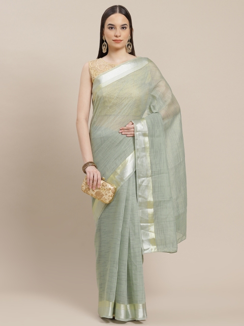 

Anouk Sea Green Solid Chanderi Saree