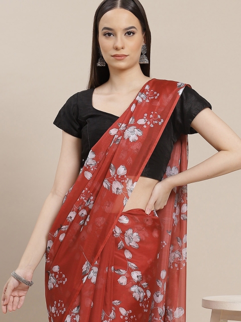 

Anouk Maroon & White Floral Print Saree