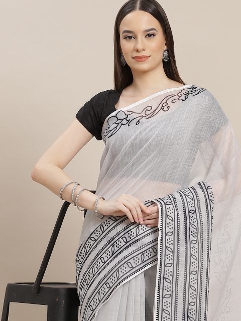 

Anouk Grey & Black Ethnic Motifs Printed Saree