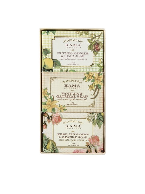 

KAMA AYURVEDA Set of 3 Natural Soap Gift Box, Beige